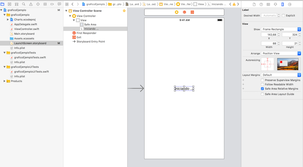 LaunchScreen storyboard iniciando